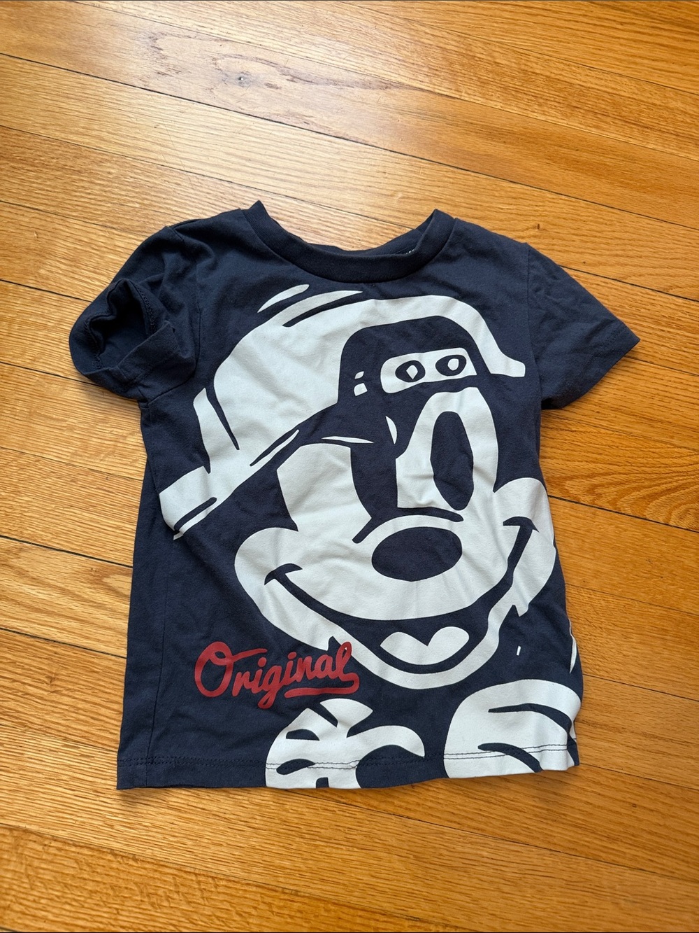 Disney Navy Short Sleeve Tee with White Mickey Graphic and Red Script